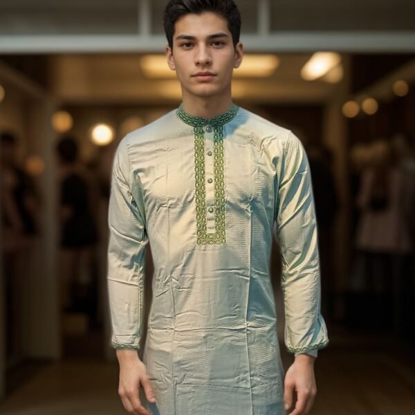 Mint Green Panjabi Sleek Serene and Sunnah-Clean