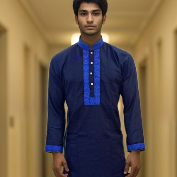 Elegant Navy Blue Cotton Panjabi for Men