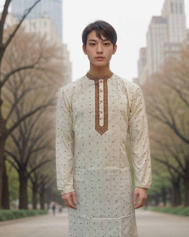 Ivory Classic Panjabi - Elegance in Every Stitch