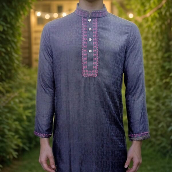 Mens Premium Black and Red Panjabi