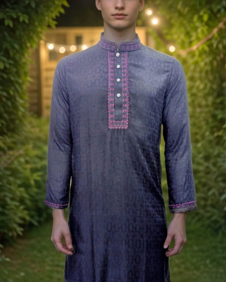 Mens Premium Black and Red Panjabi