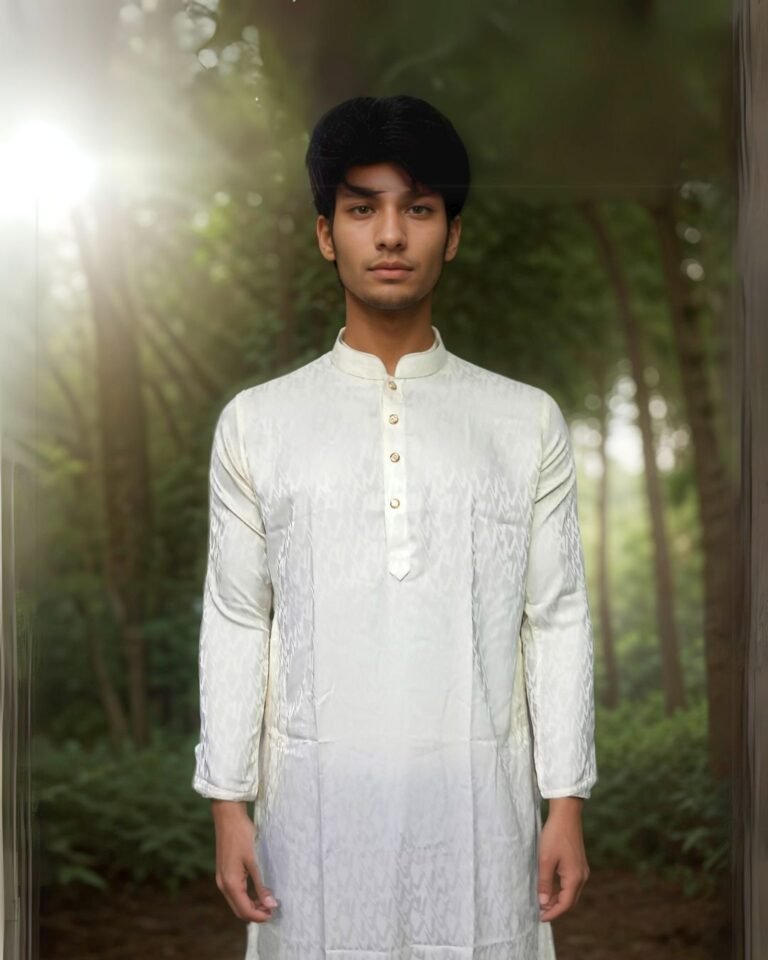 Mens Premium Greenish Yellow Panjabi