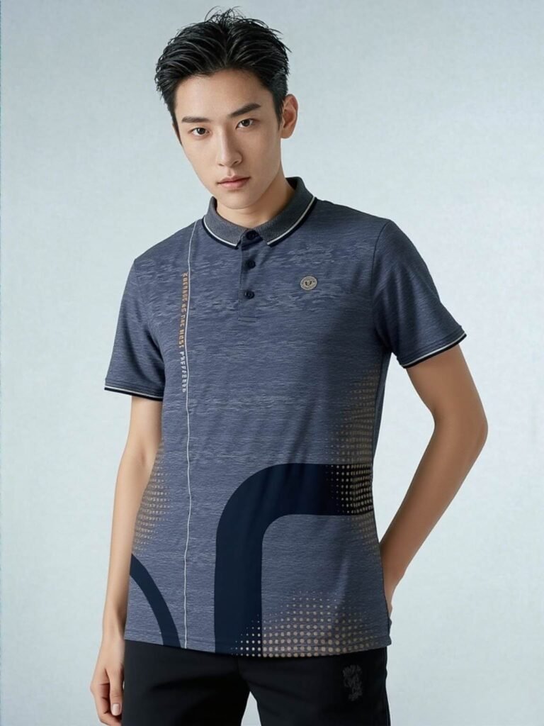 Modern Graphic Print Polo Shirt