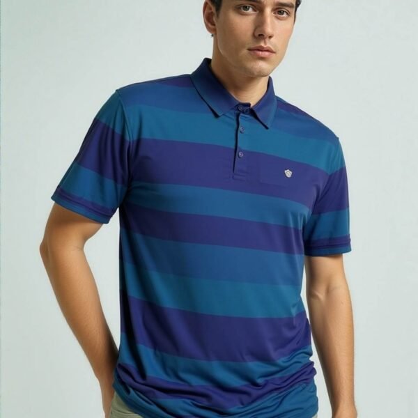 Cool Blue Striped Polo