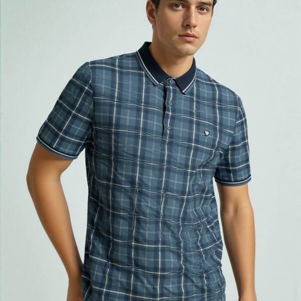 Stylish Blue Checked Polo