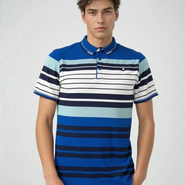 Ocean Blue Stripe Polo – Everyday Cool for Men