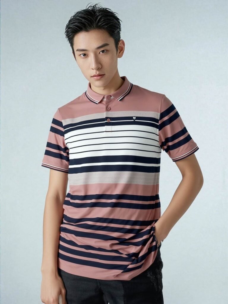 Dust Rose Stripe Polo – Style Meets Simplicity