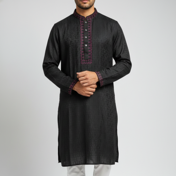 Mens Premium Black and Red Panjabi