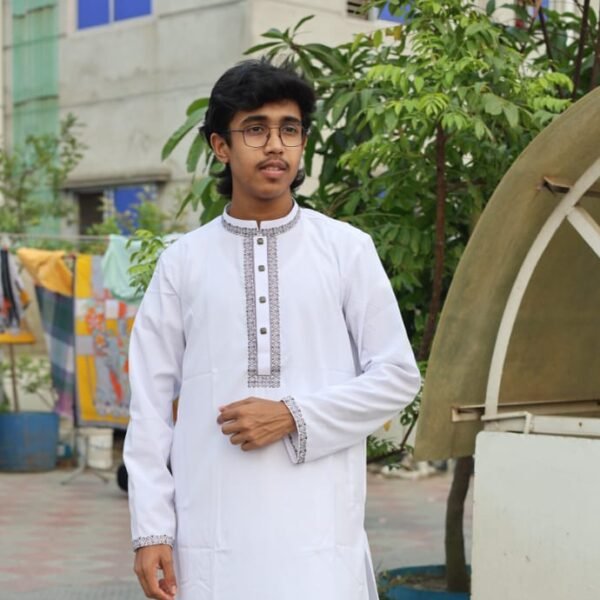 White Designed Panjabi