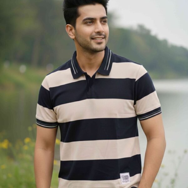 Black Cream Chacket Drop Shoulder Polo