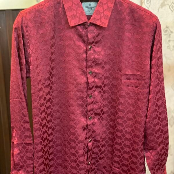 Maroon Chinese Fabric Full Shirt